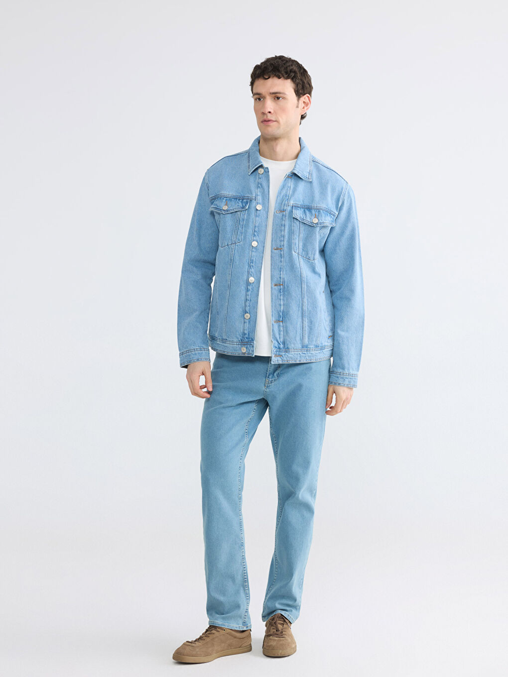 İndigo Standart Kalıp Erkek Jean Ceket-1