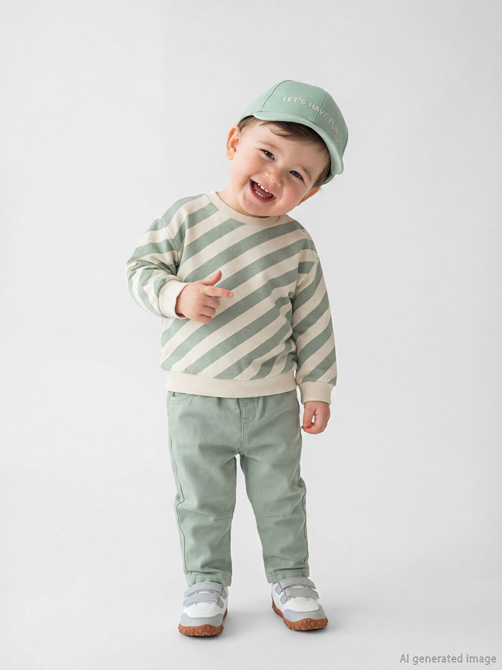 Ekru Erkek Bebek Sweatshirt ve Pantolon