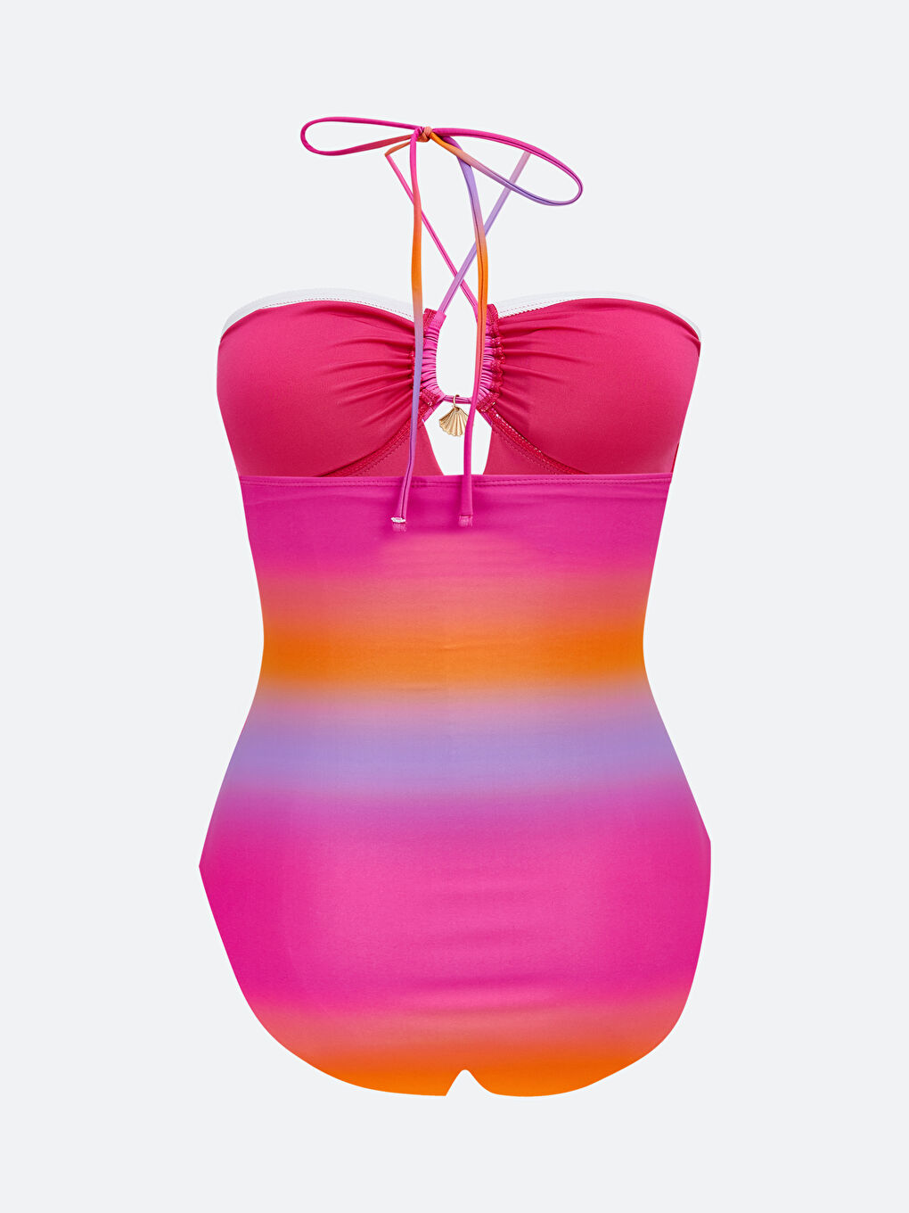 Pembe Batik Desenli Kadın Çıkarılabilir Pedli Mayo-1