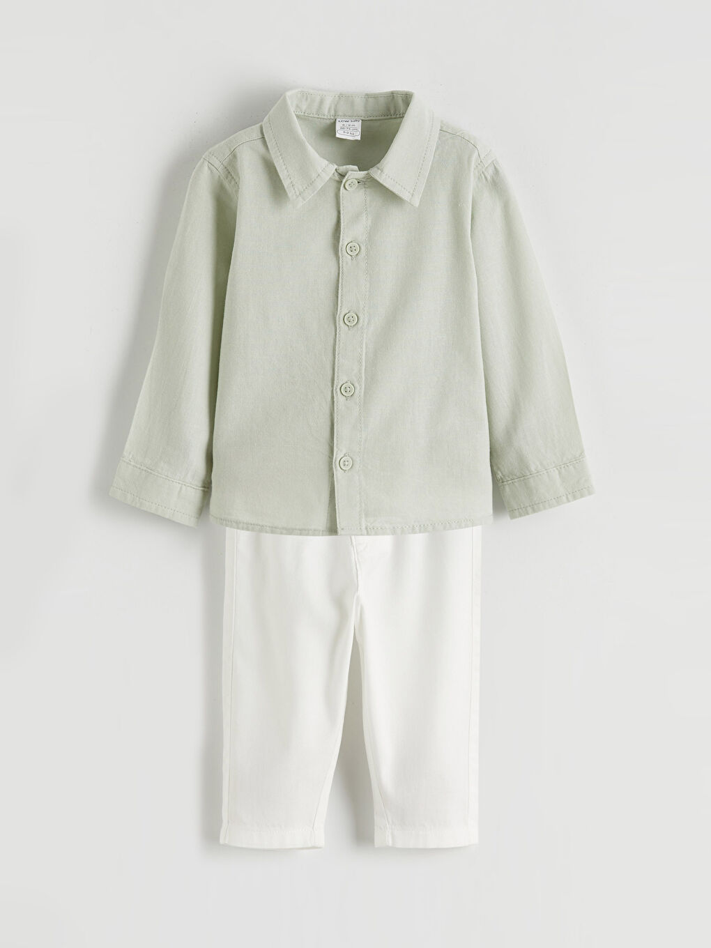 Yeşil Uzun Kollu Erkek Bebek Gömlek ve Pantolon