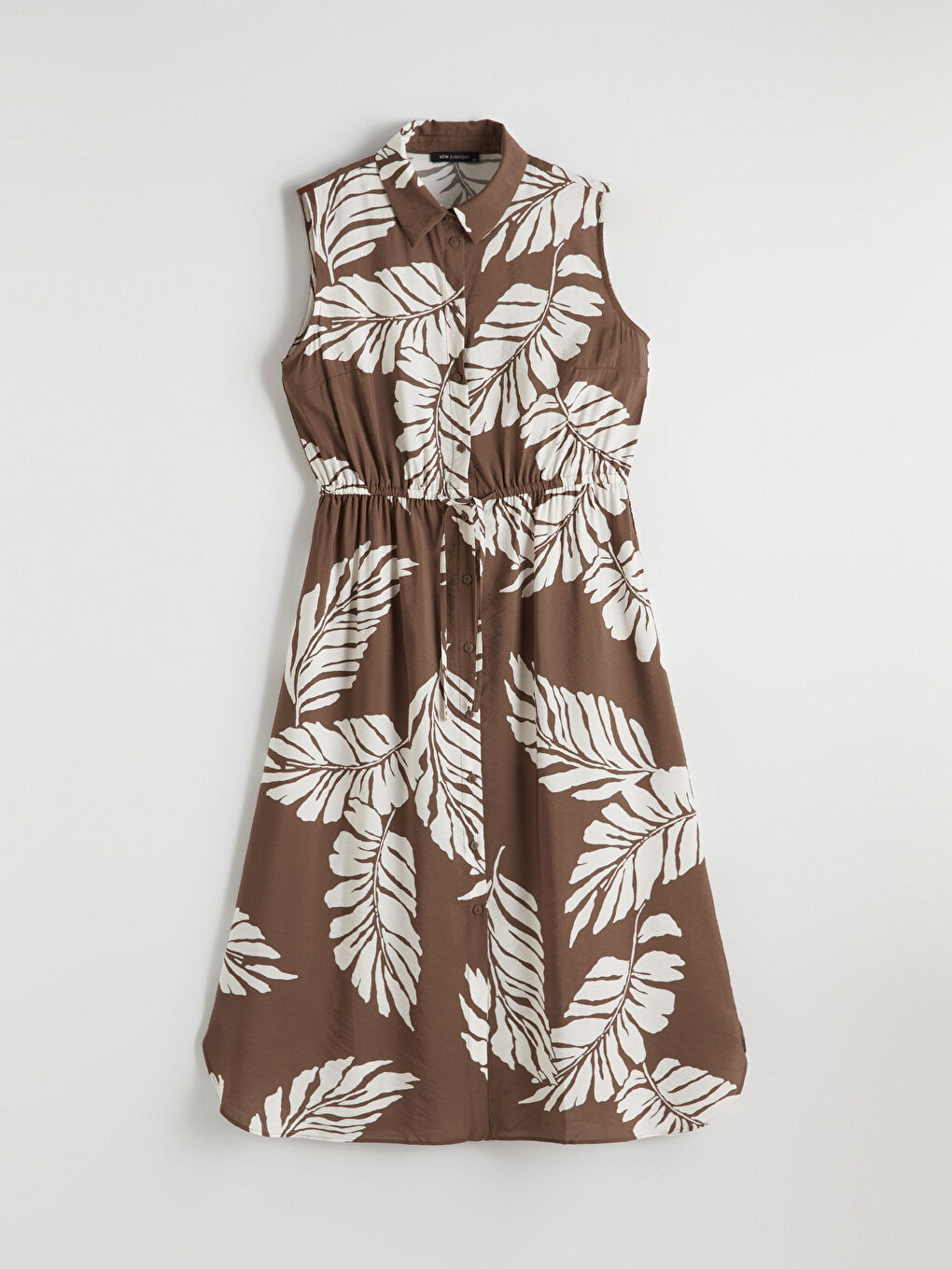 Patterned Shirred Fitted Waist Shirt Dress-4