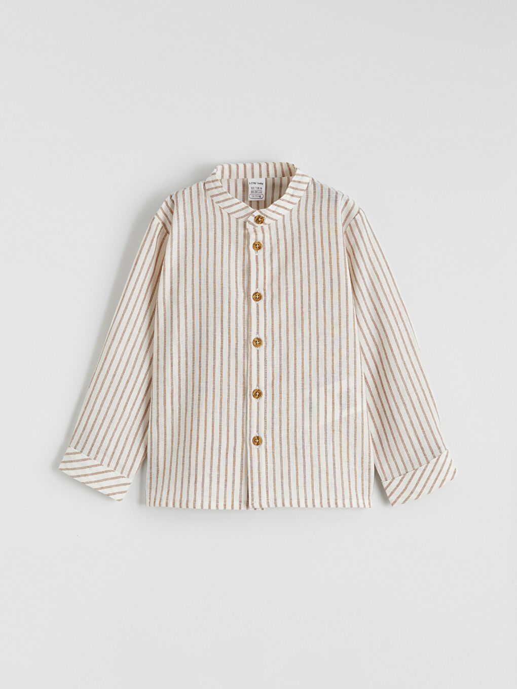 Ekru Çizgili Hakim Yaka Erkek Bebek Gömlek ve Pantolon-1
