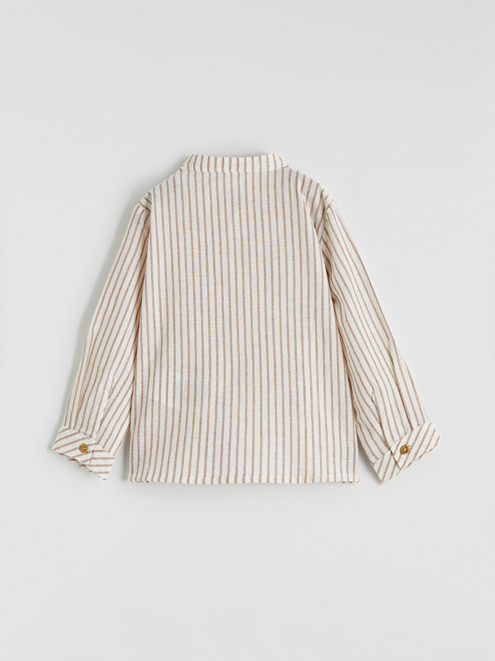 Ekru Çizgili Hakim Yaka Erkek Bebek Gömlek ve Pantolon-3