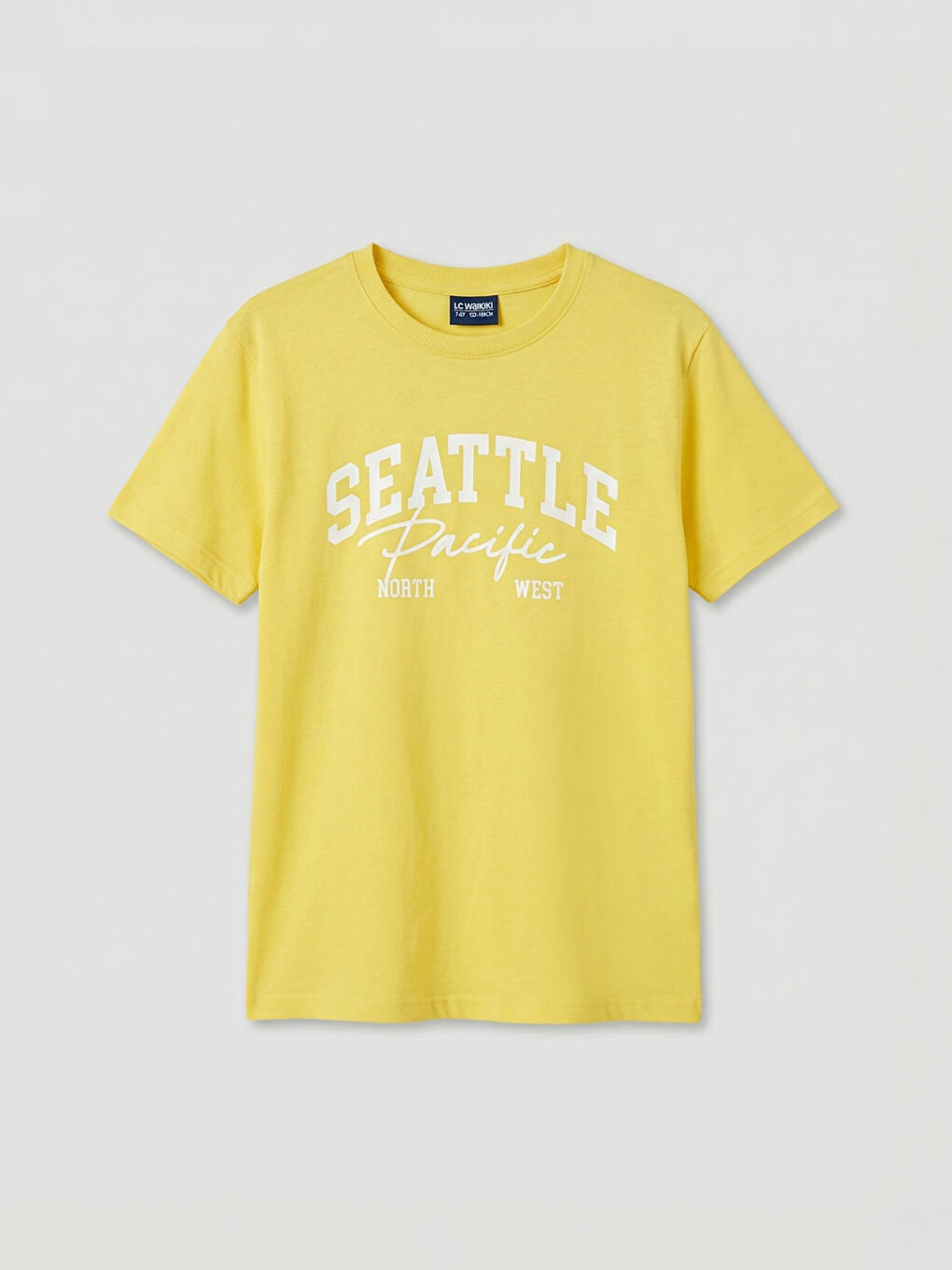 Sarı Bisiklet Yaka Baskılı Erkek Çocuk Tişört