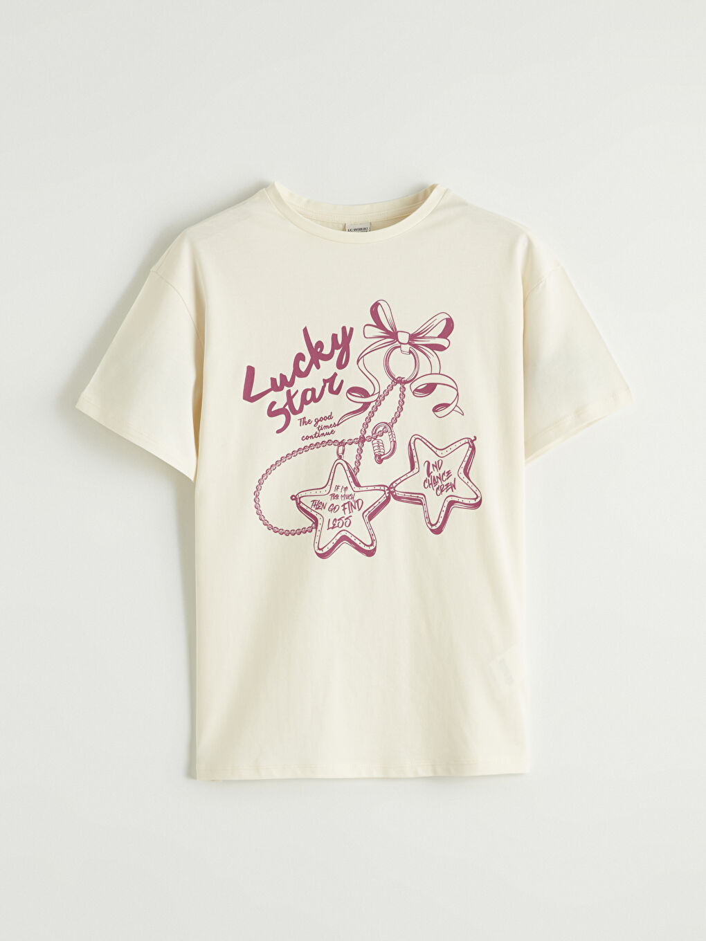 Ekru Baskılı Kız Çocuk Tişört 2'li-1