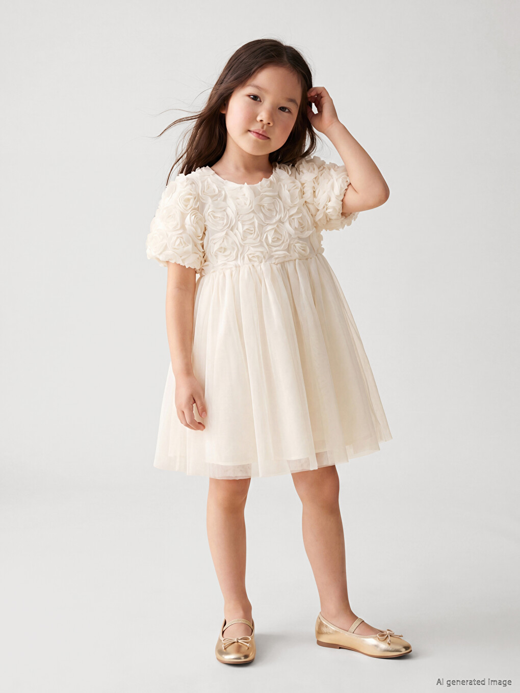 Crew Neck Girls' Evening Dress-1