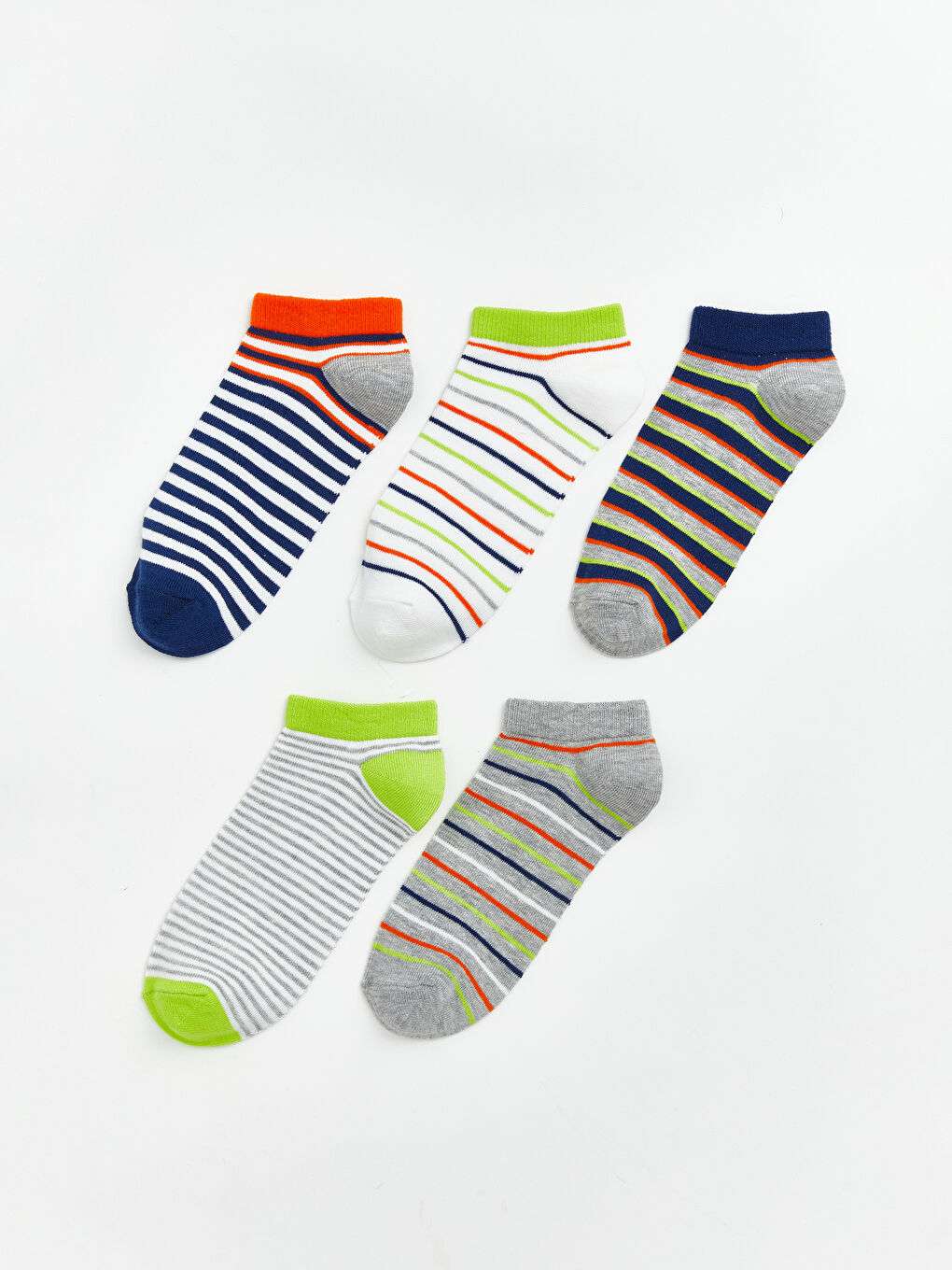 Karışık Çizgili Erkek Çocuk Patik Çorap 5'li