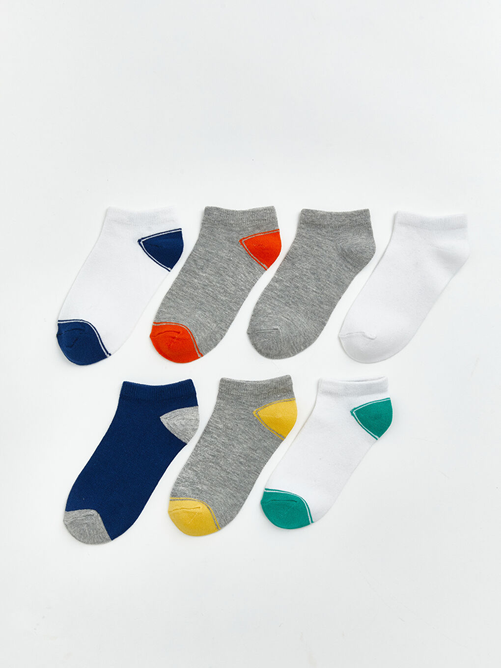 Karışık Renk Bloklu Erkek Çocuk Patik Çorap 7'li