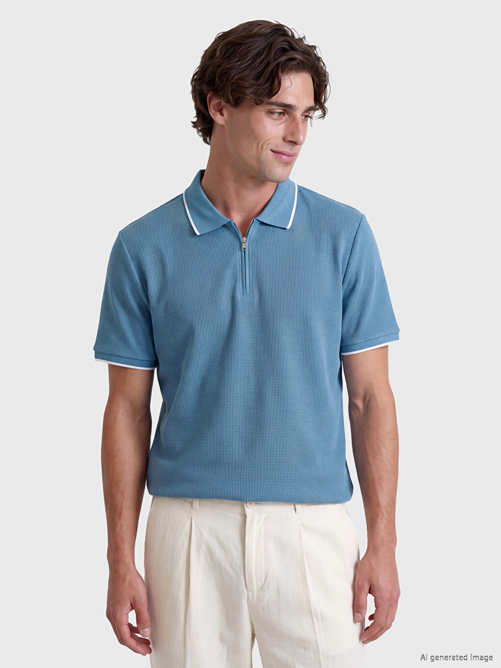 Polo Collar Waffle Men's T-shirt-1