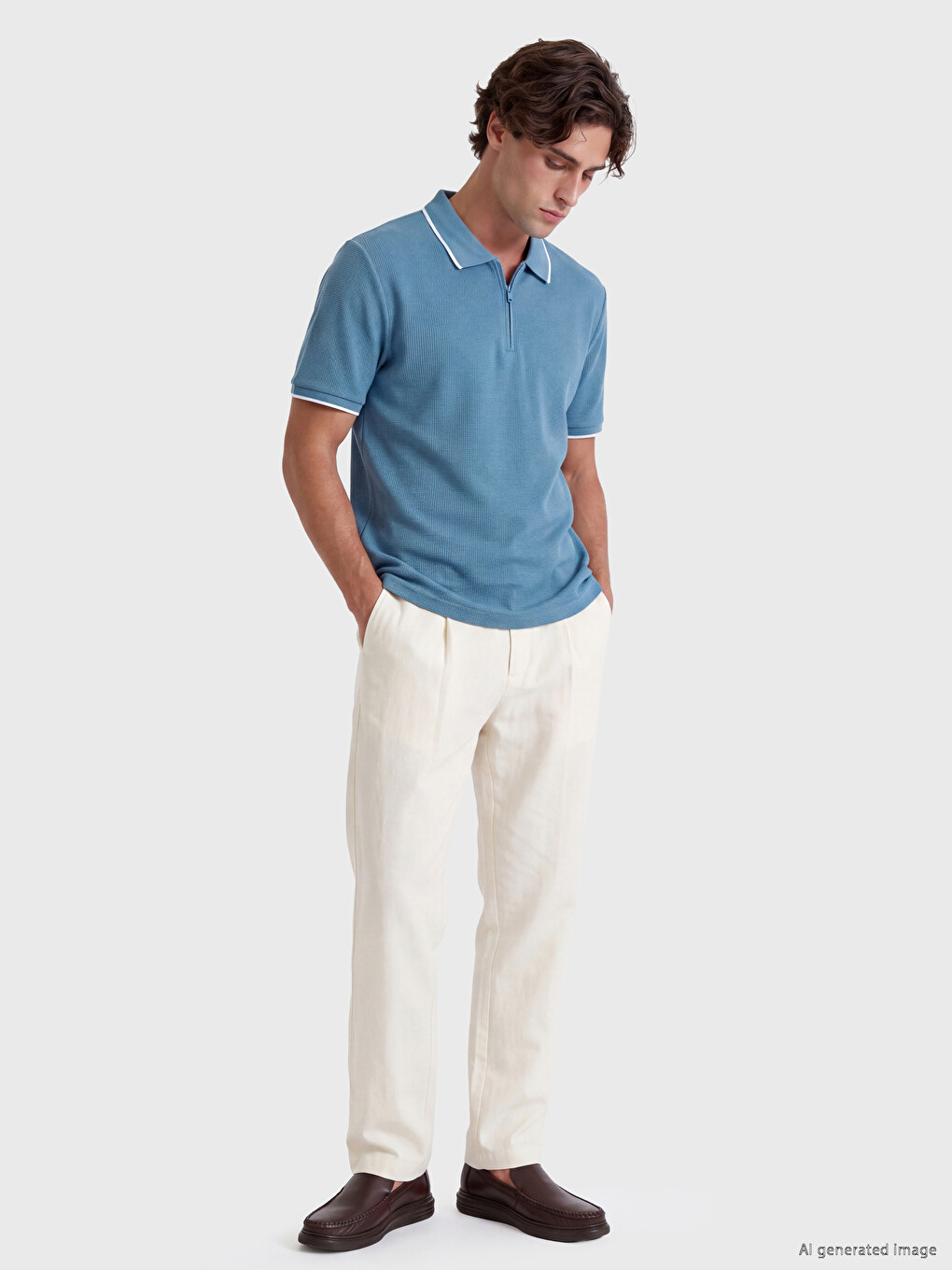 Polo Collar Waffle Men's T-shirt