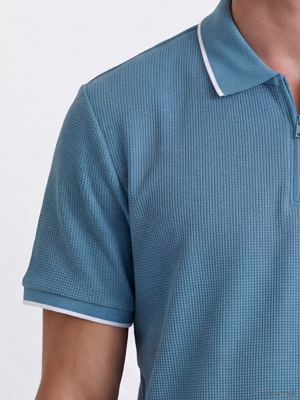 Polo Collar Waffle Men's T-shirt-2