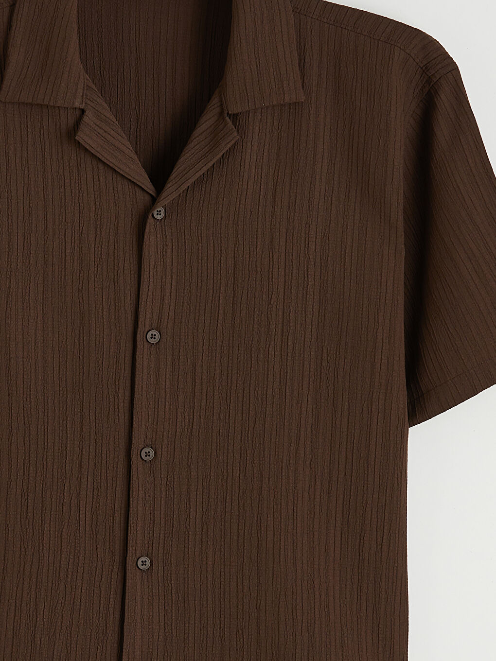 Kahverengi Regular Fit Resort Yaka Erkek Gömlek-5