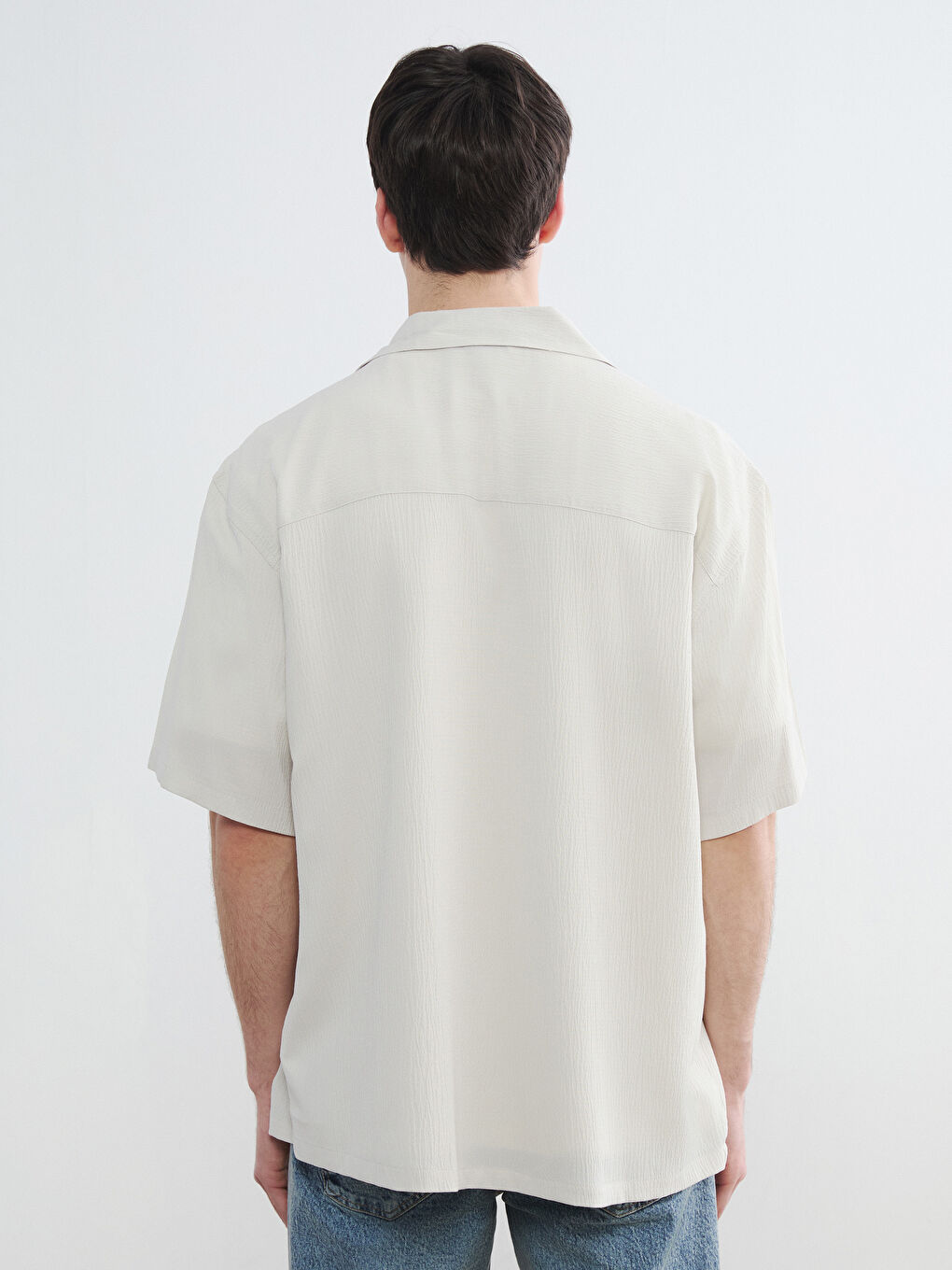 Bej Regular Fit Resort Yaka Erkek Gömlek-3