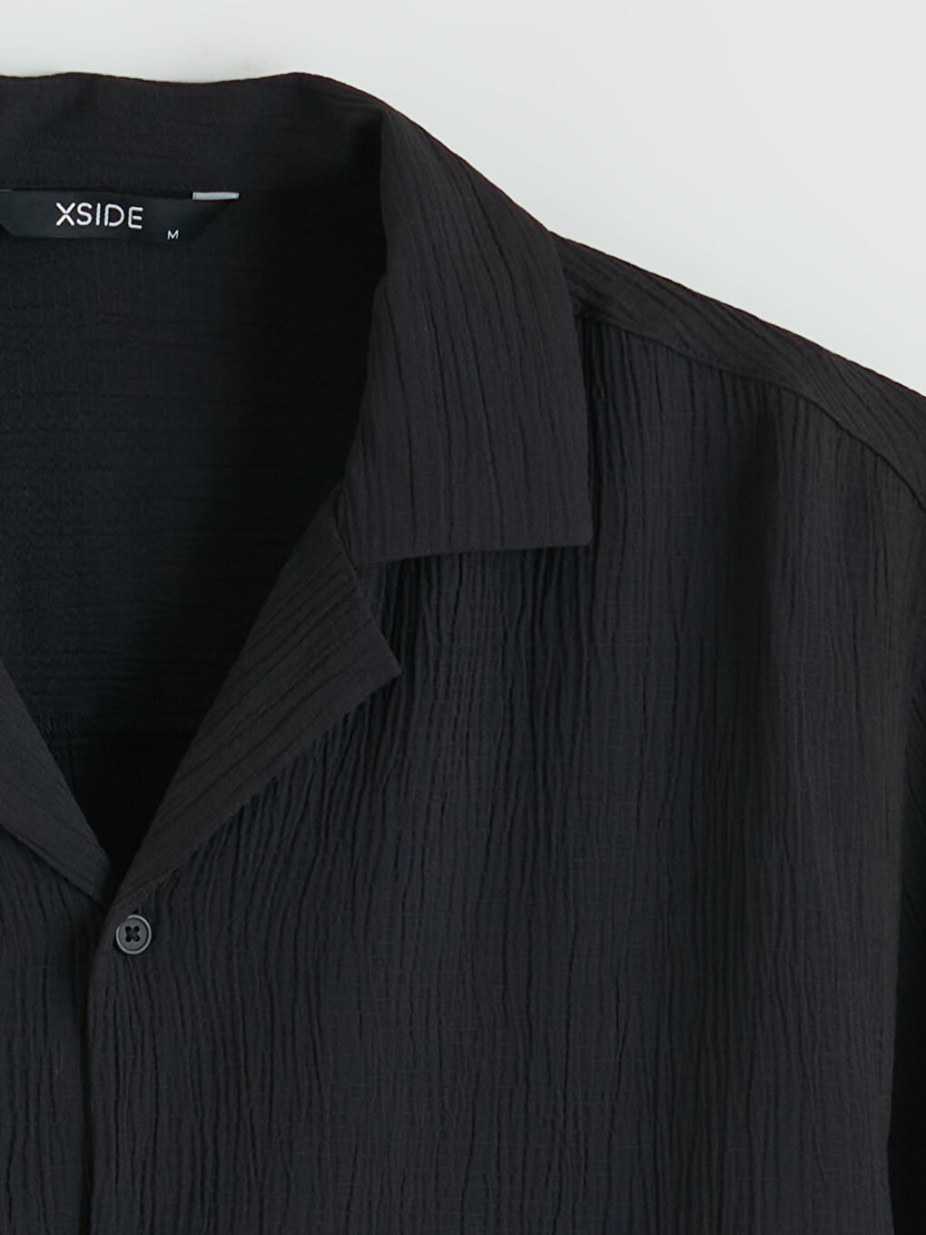 Siyah Regular Fit Resort Yaka Erkek Gömlek-5