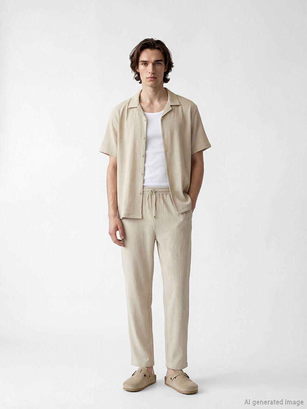 Gri Regular Fit Resort Yaka Erkek Gömlek-1