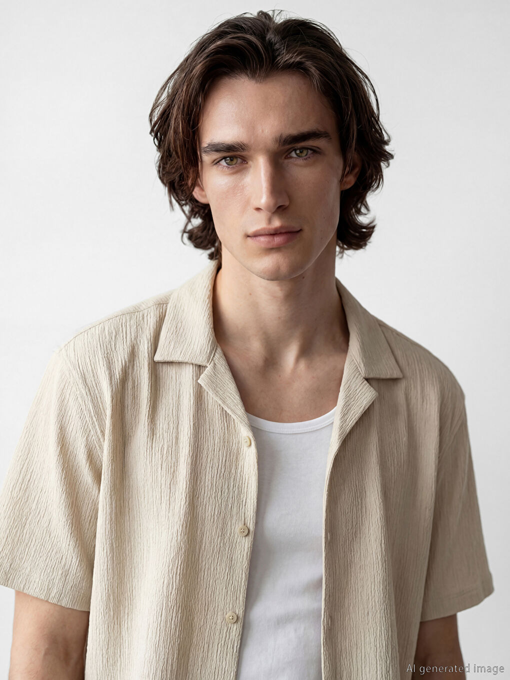 Gri Regular Fit Resort Yaka Erkek Gömlek-2