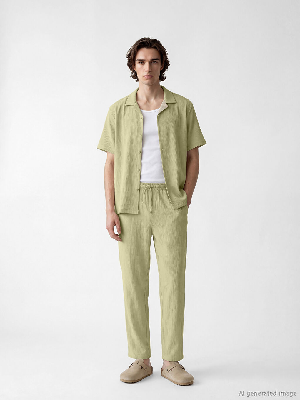 Рубашка мужская стандартного кроя с курортным воротником-1