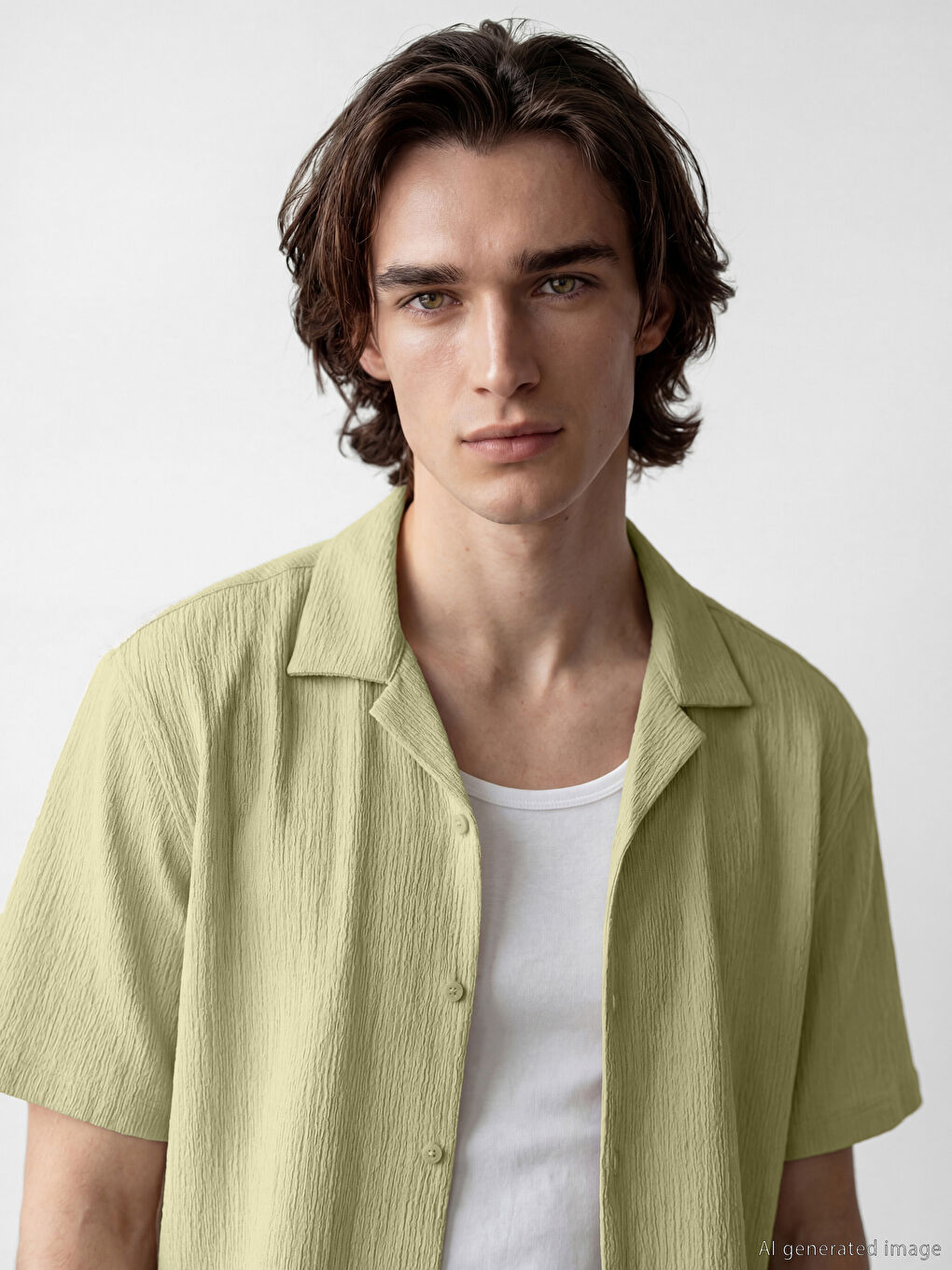 Рубашка мужская стандартного кроя с курортным воротником-2