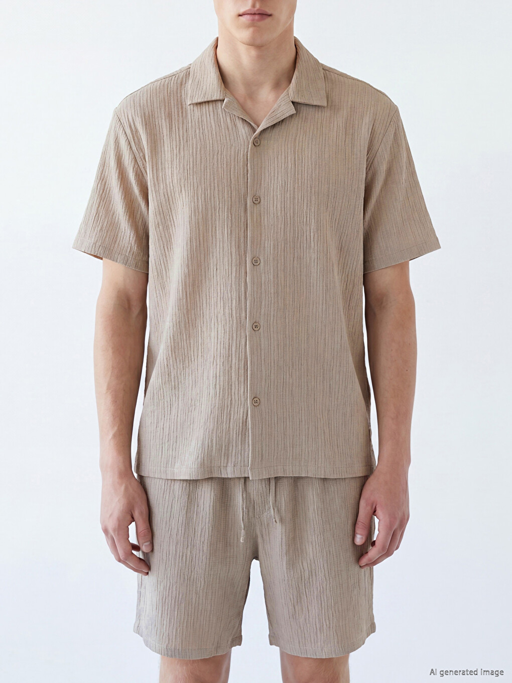 Regular Fit Otvorena Kragna Muška Košulja-2