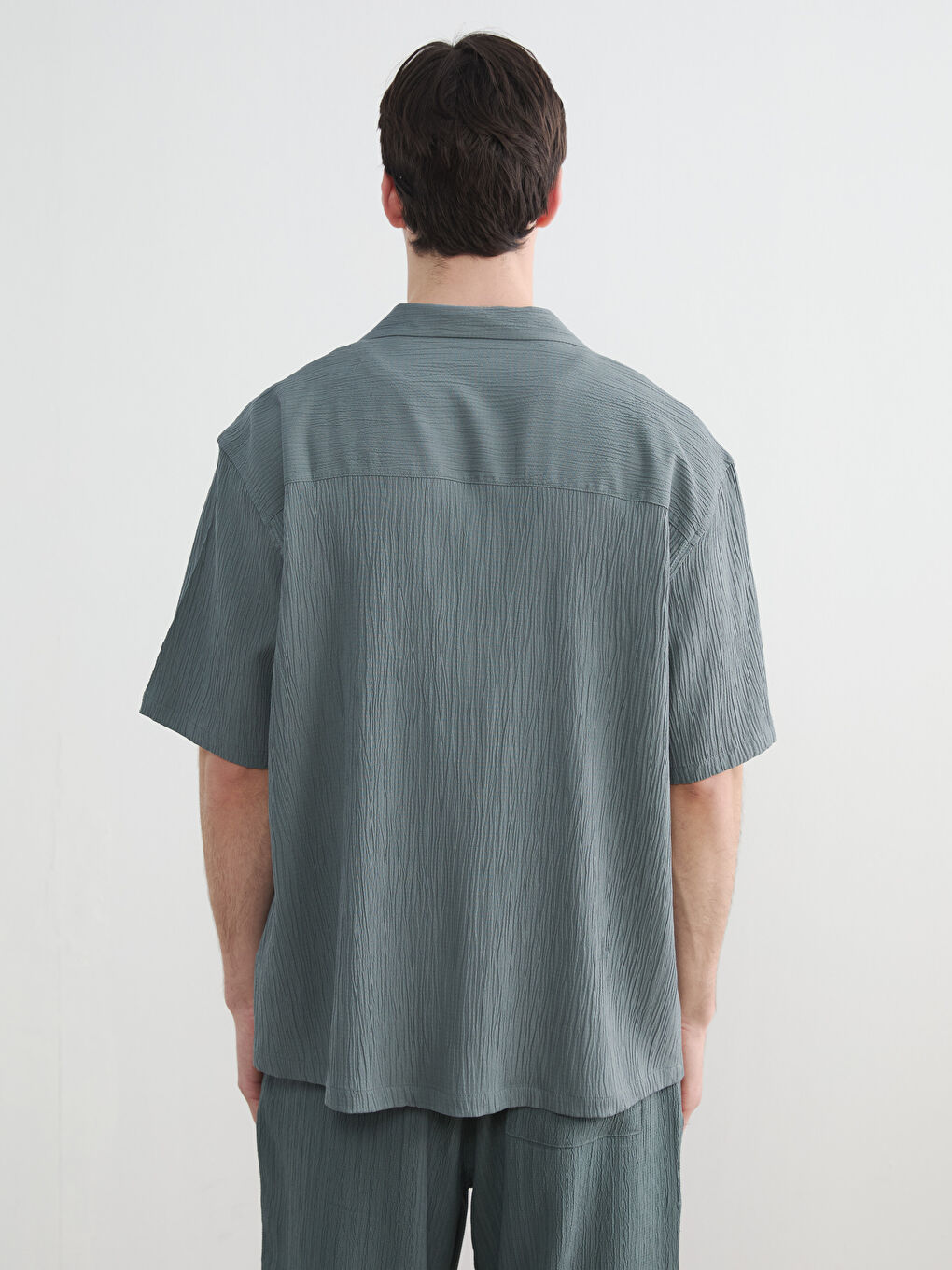 Yeşil Regular Fit Resort Yaka Erkek Gömlek-7