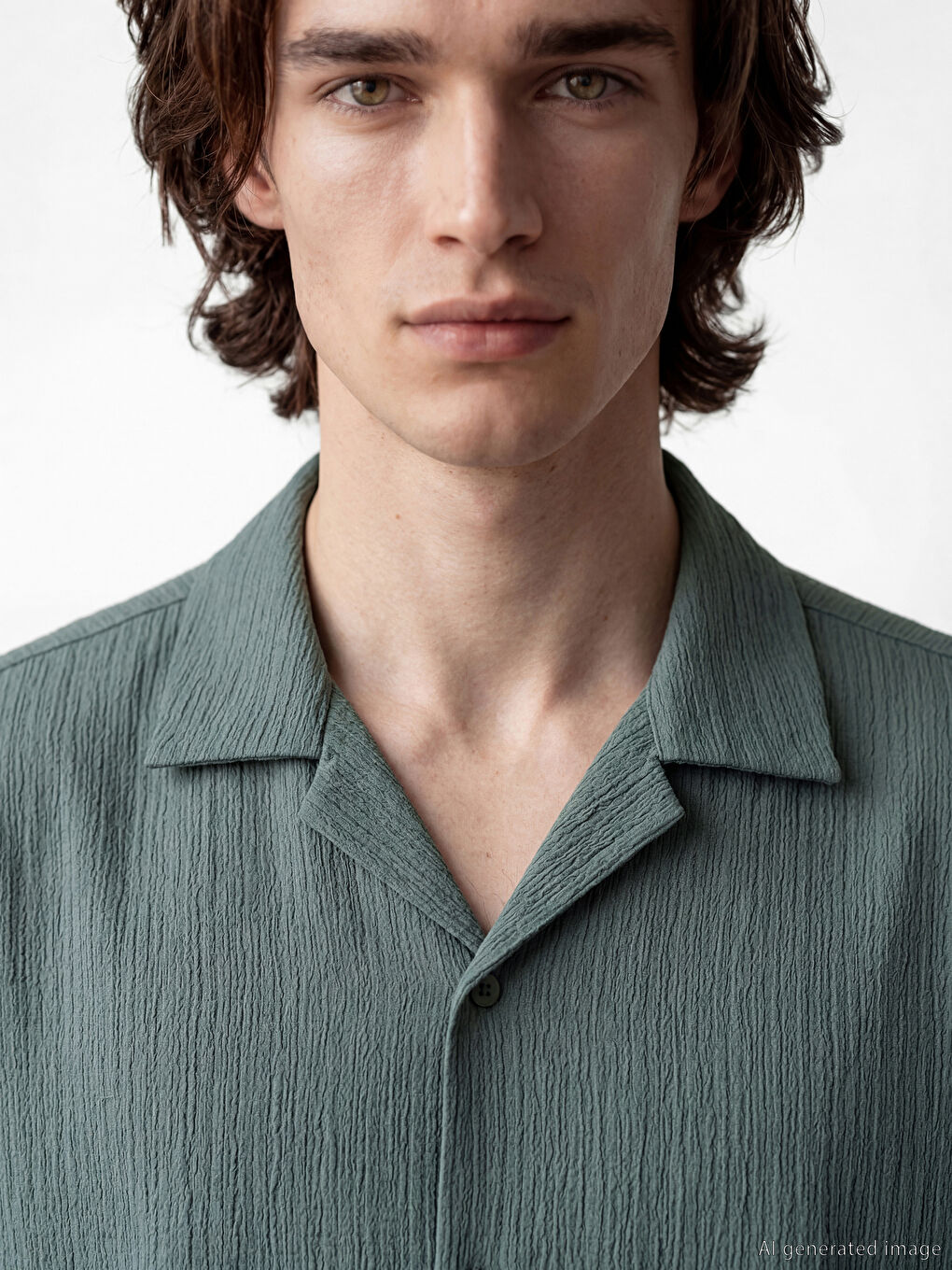 Yeşil Regular Fit Resort Yaka Erkek Gömlek-4