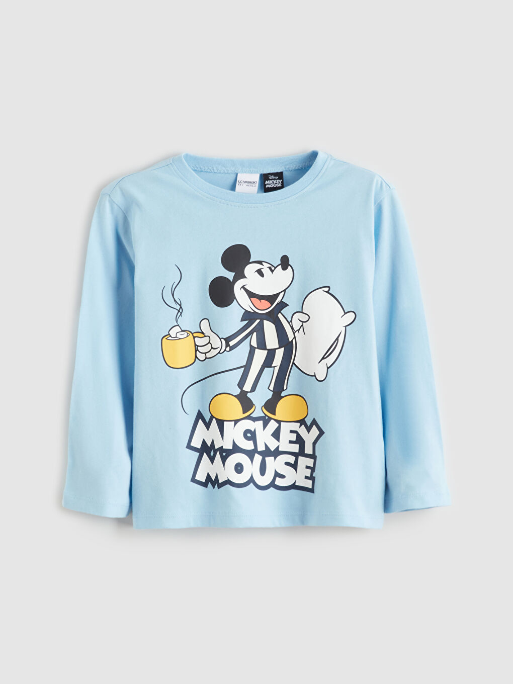 Baby boy pajama set with a crew neck, long sleeves, and a Mickey Mouse print.-1