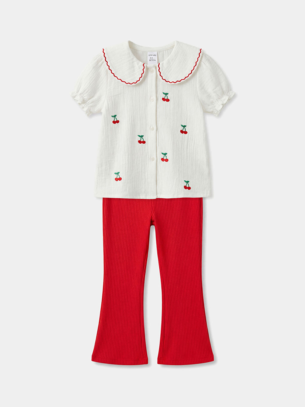 Ekru Bebe Yaka Kız Bebek Bluz ve Tayt