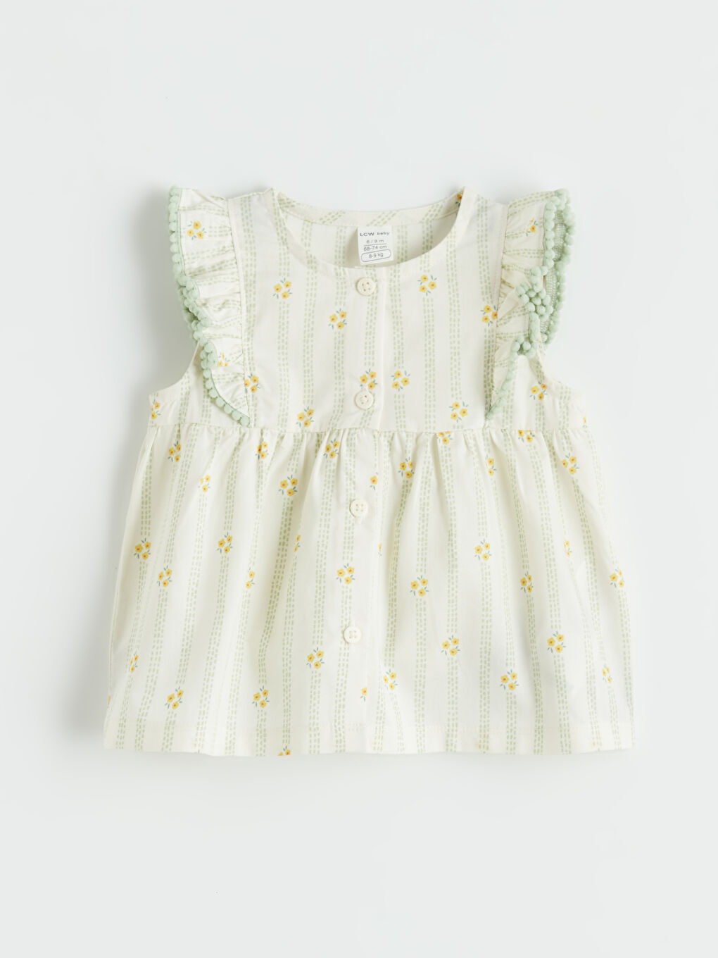 Ekru Kız Bebek Çiçekli Bluz ve tayt-1