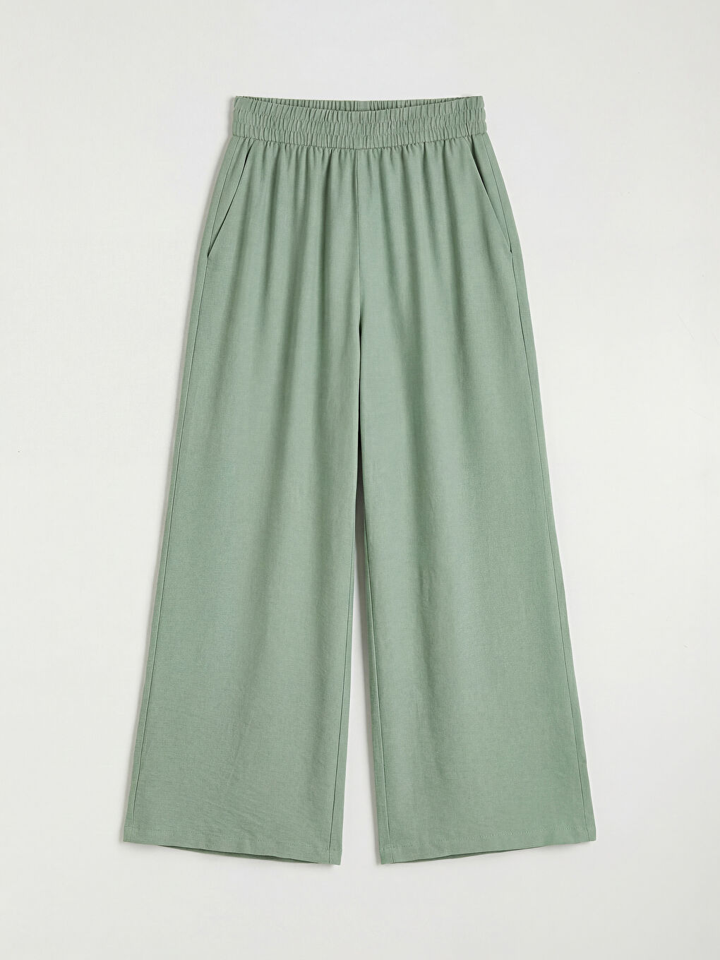Elastic Waist Wide Leg Women's Trousers-4