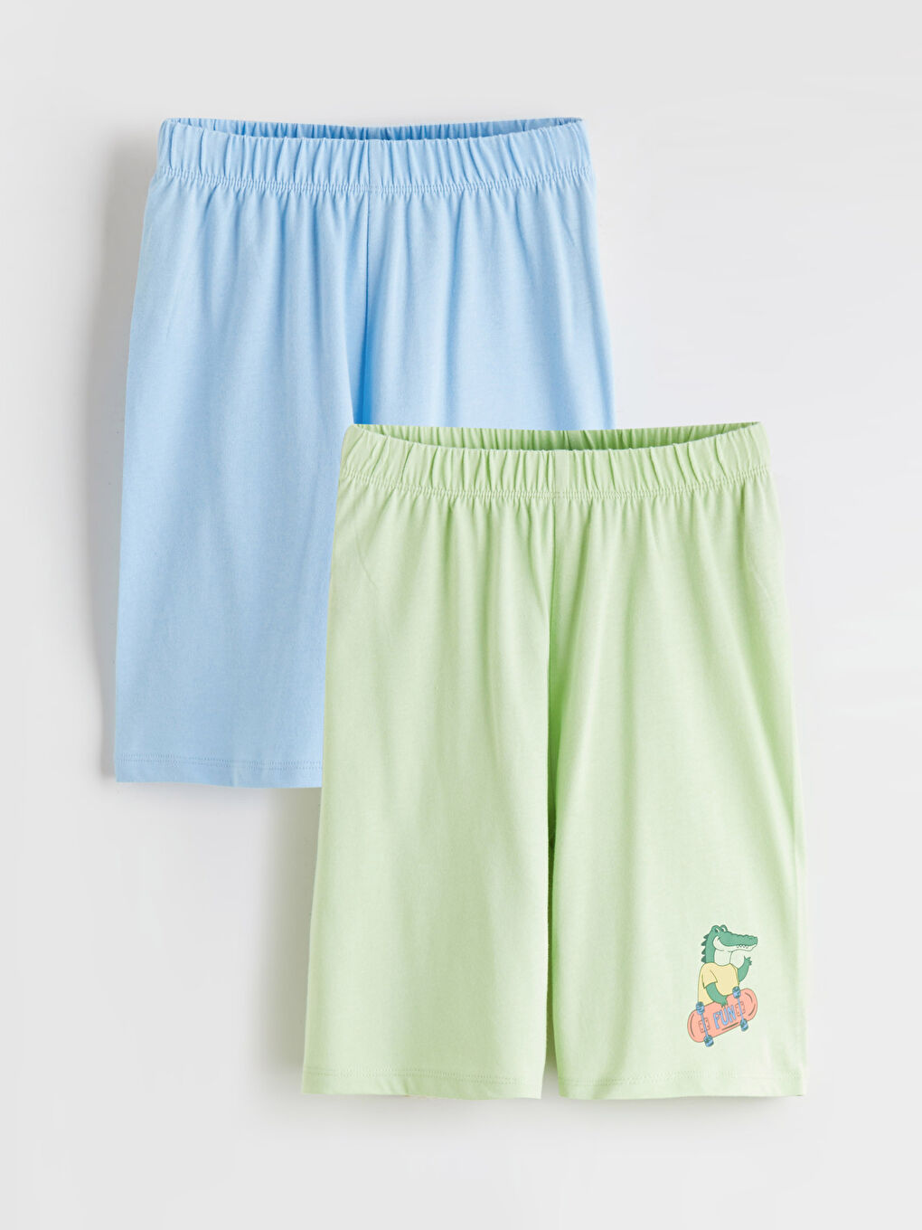 Mavi Baskılı Erkek Çocuk Pijama Şort 2'li