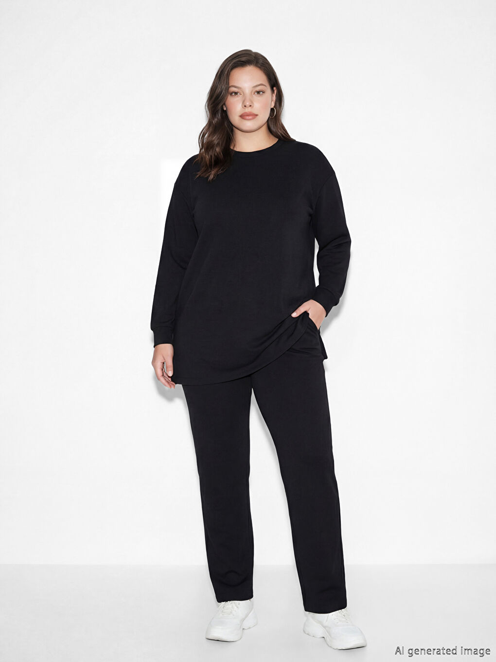 Siyah Beli Lastikli Soft Touch Kadın Eşofman Altı-1