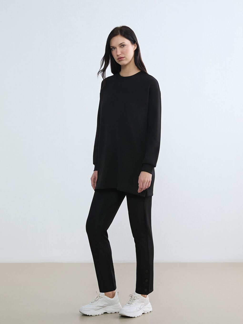 Siyah Beli Lastikli Soft Touch Kadın Eşofman Altı