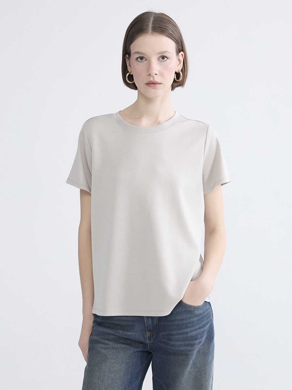 Женщины Серый Футболка