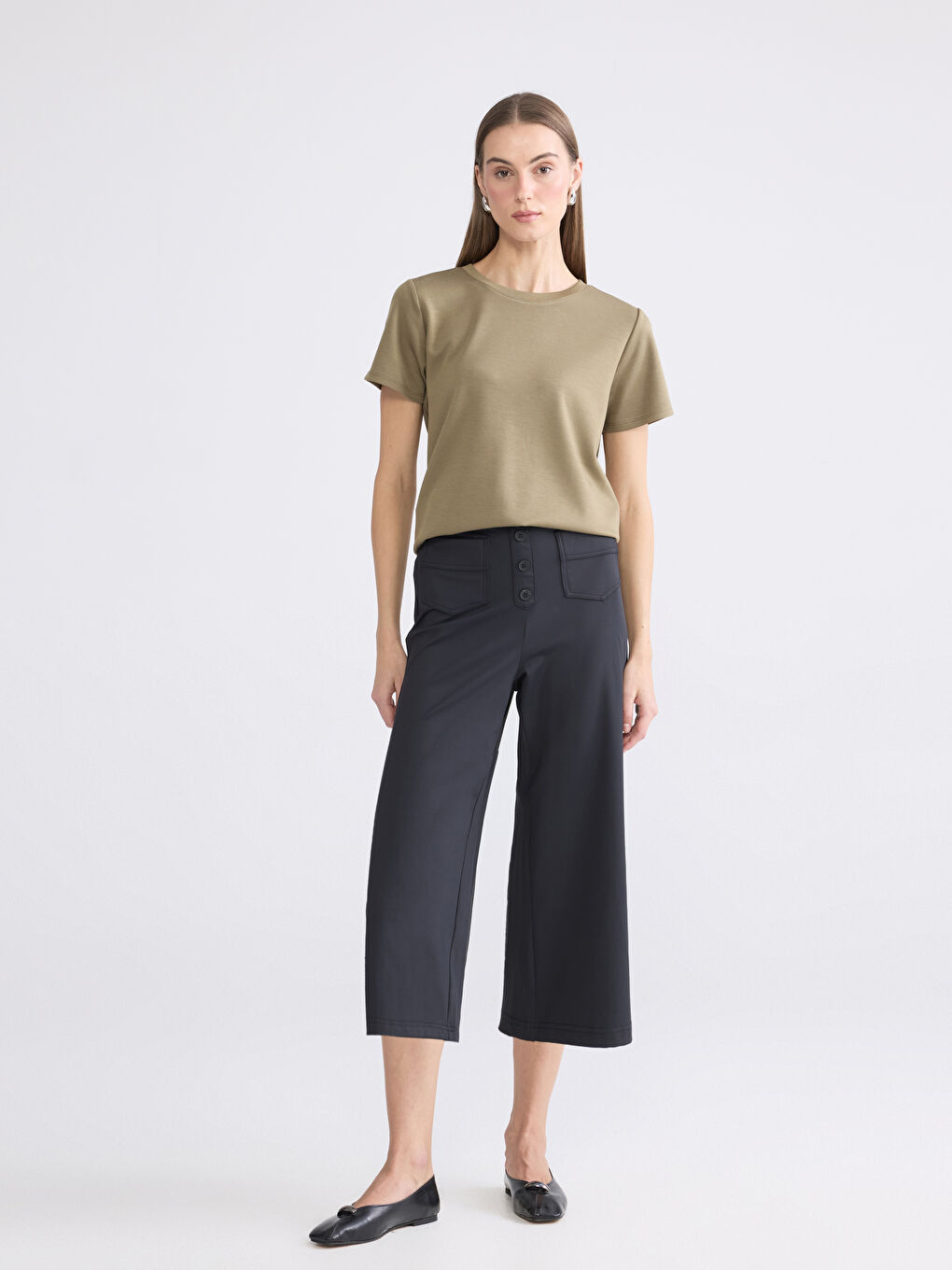 Женщины Хаки Футболка-1