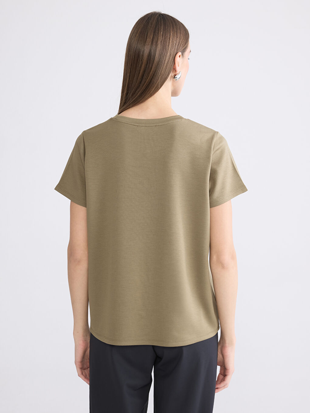 Женщины Хаки Футболка-3