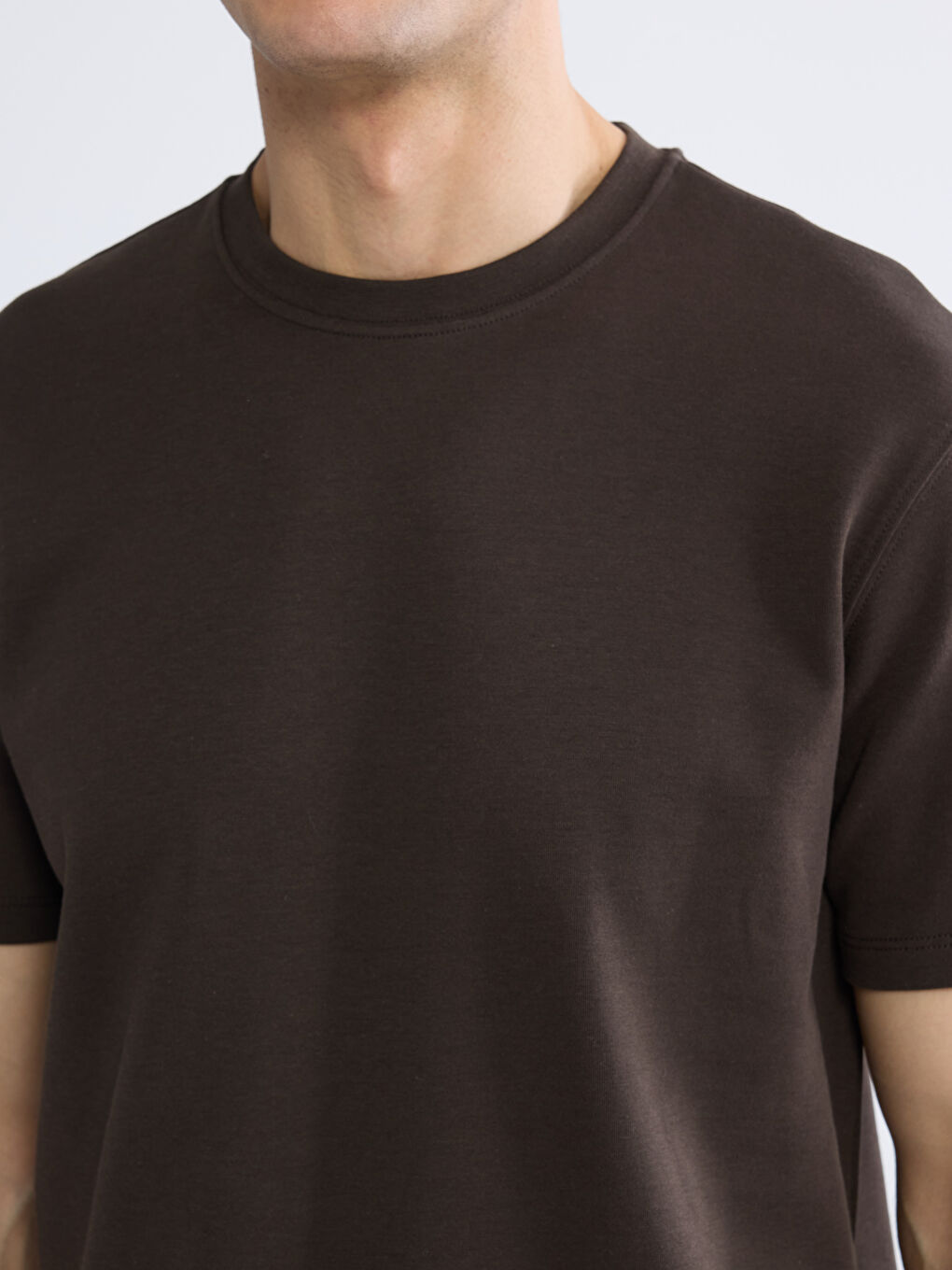 Kahverengi Bisiklet Yaka Erkek Tişört-2