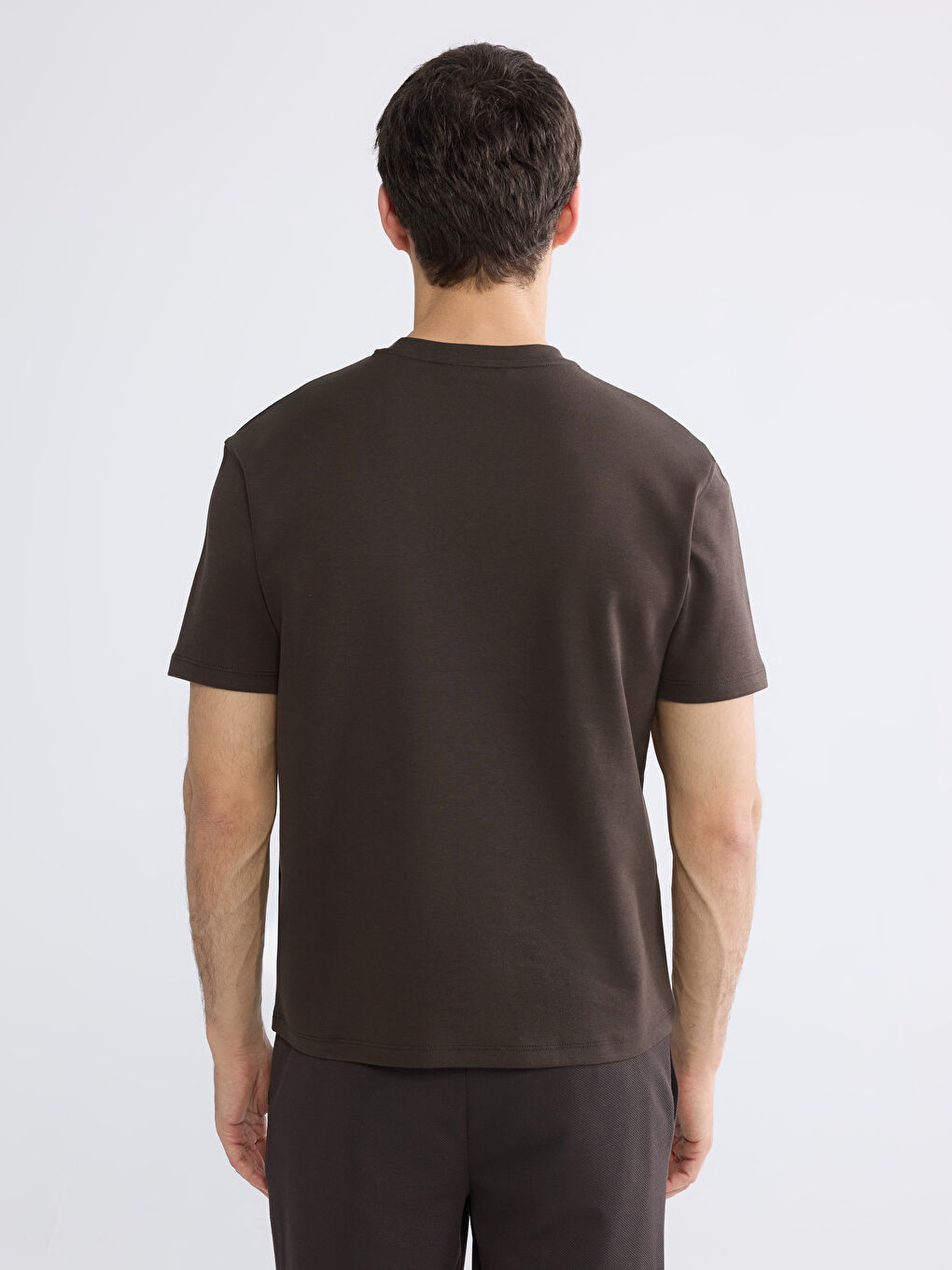 Kahverengi Bisiklet Yaka Erkek Tişört-3