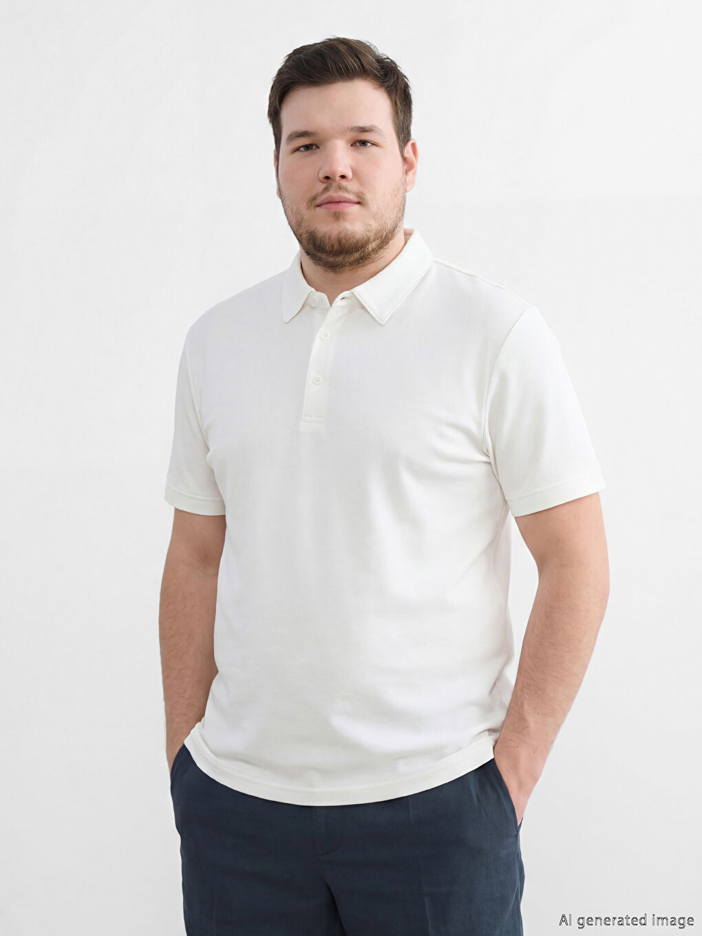 Ekru Polo Yaka Erkek Tişört-1