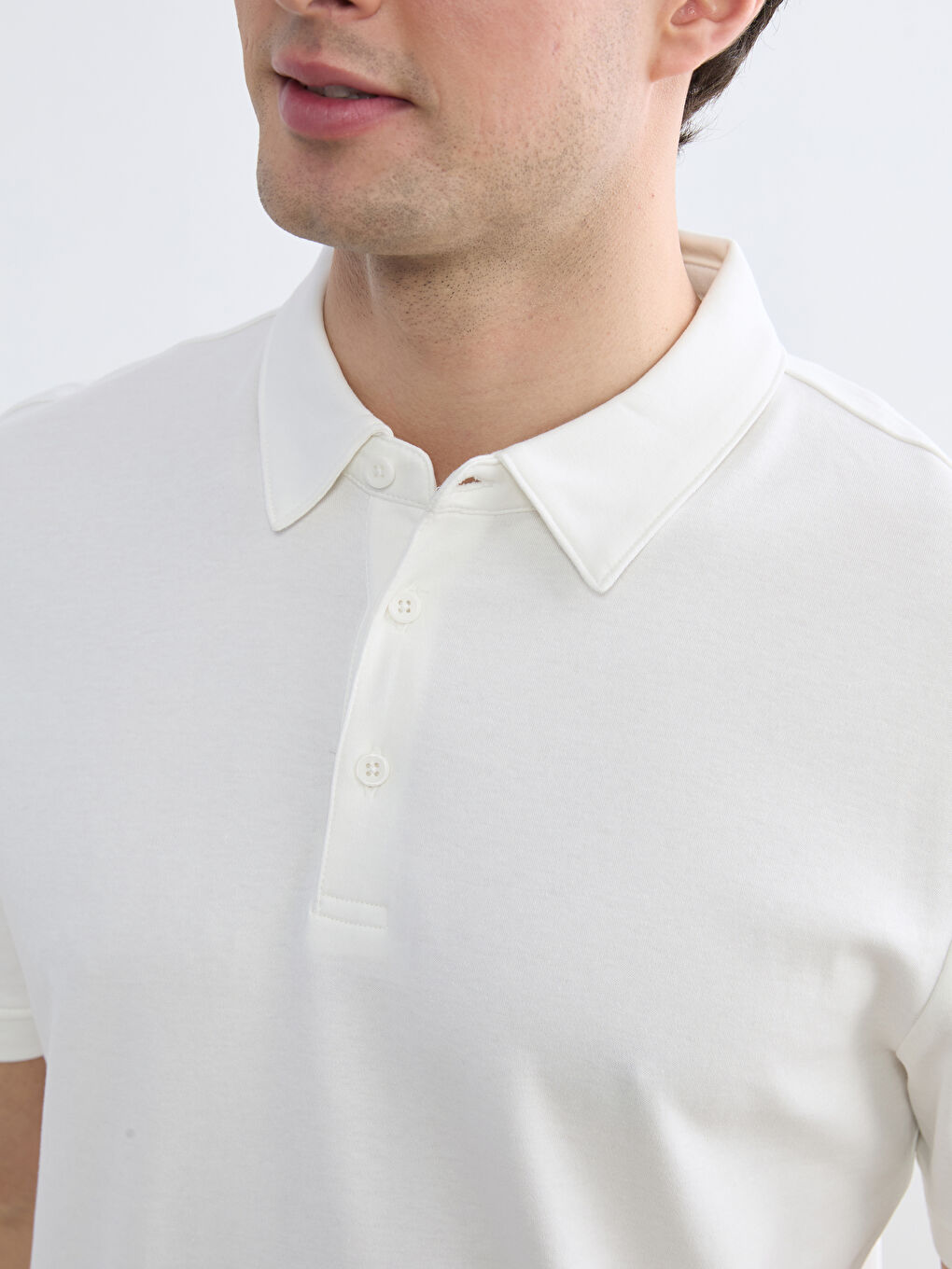 Ekru Polo Yaka Erkek Tişört-2
