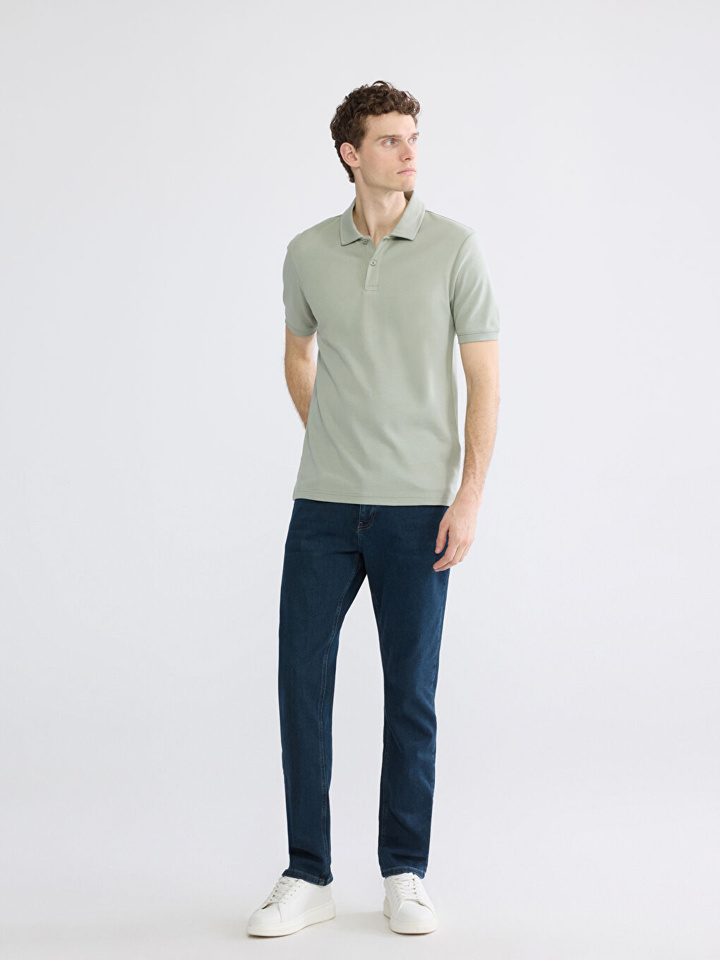 Yeşil Polo Yaka Erkek Tişört-1