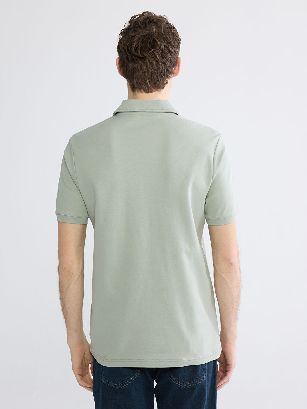 Yeşil Polo Yaka Erkek Tişört-3