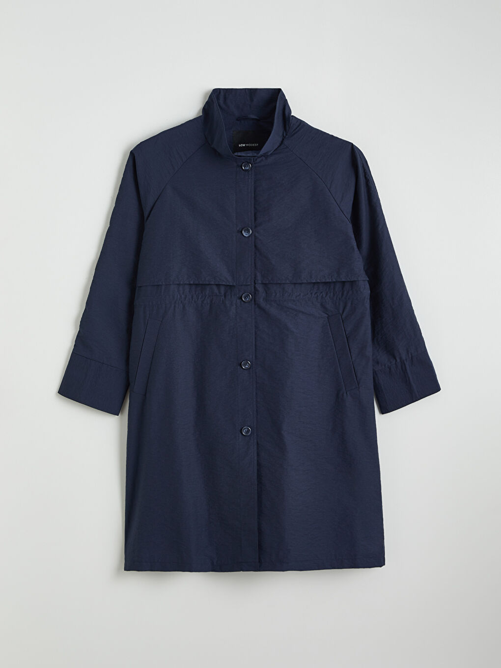 Lacivert Gömlek Yaka Kadın Yağmurluk-4