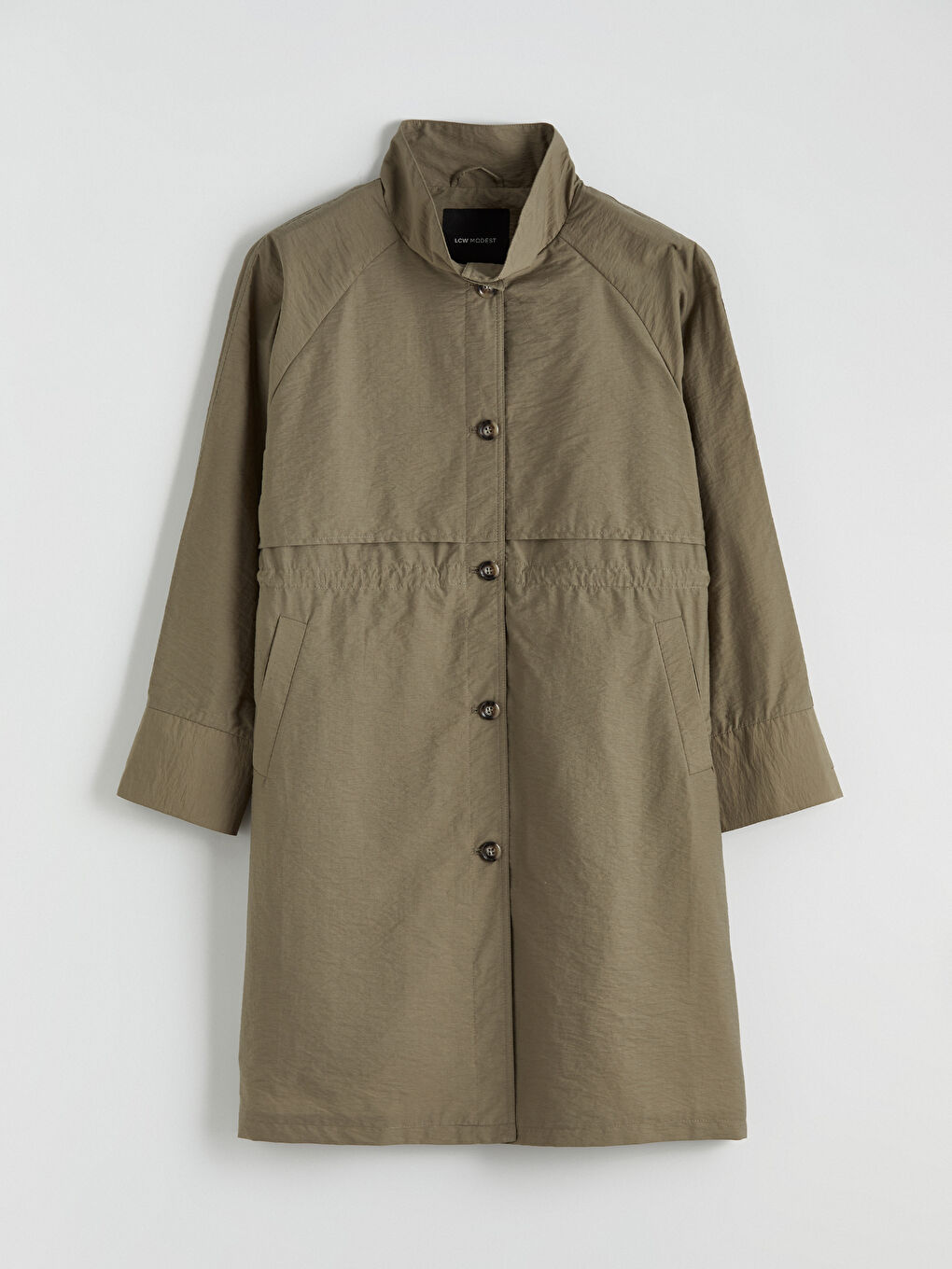 Haki Gömlek Yaka Kadın Yağmurluk-4