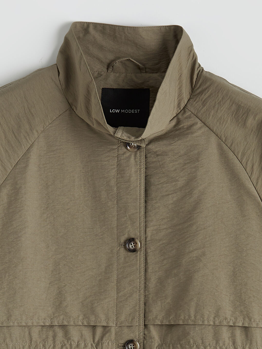 Haki Gömlek Yaka Kadın Yağmurluk-5