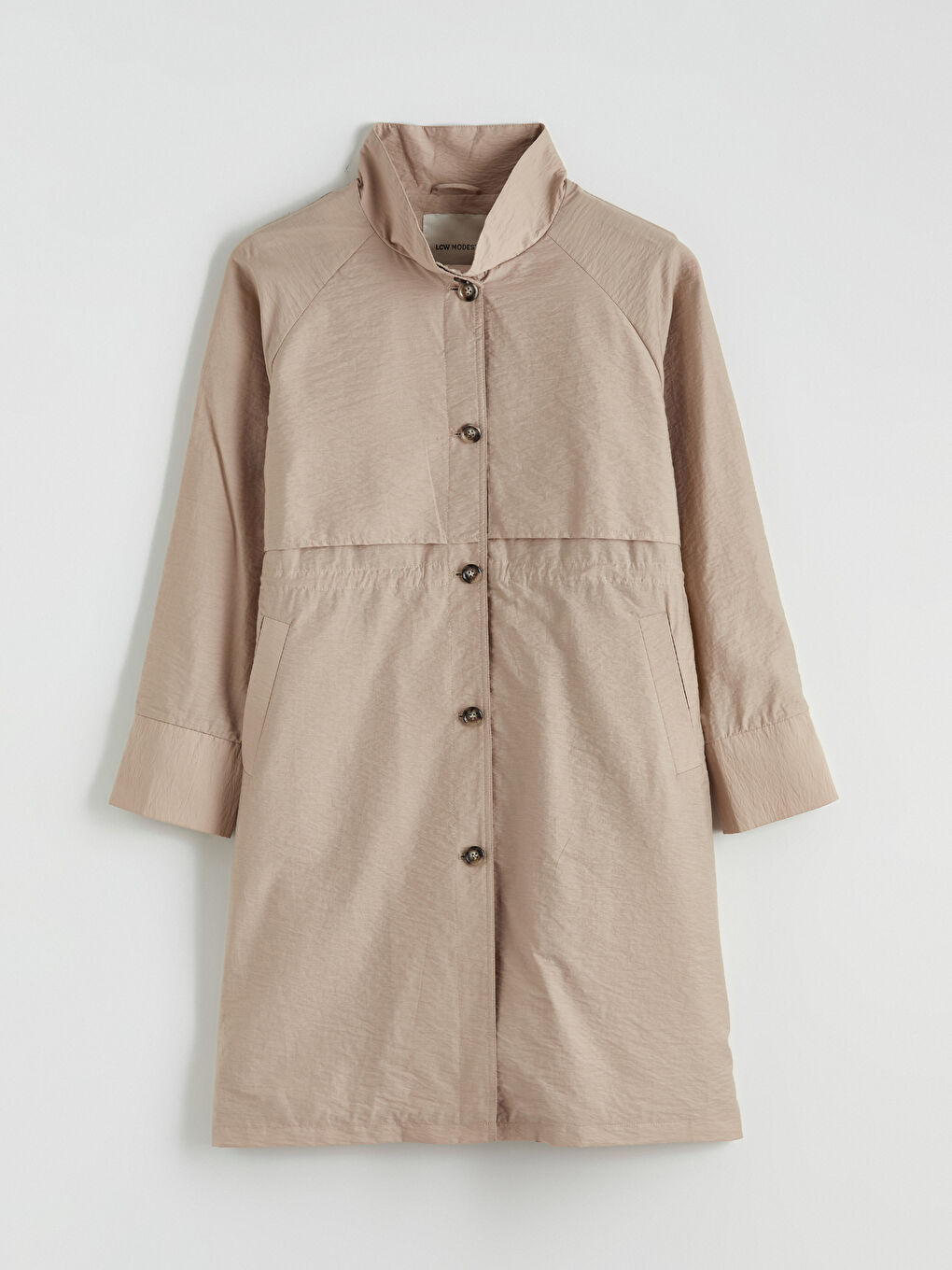 Bej Gömlek Yaka Kadın Yağmurluk-4