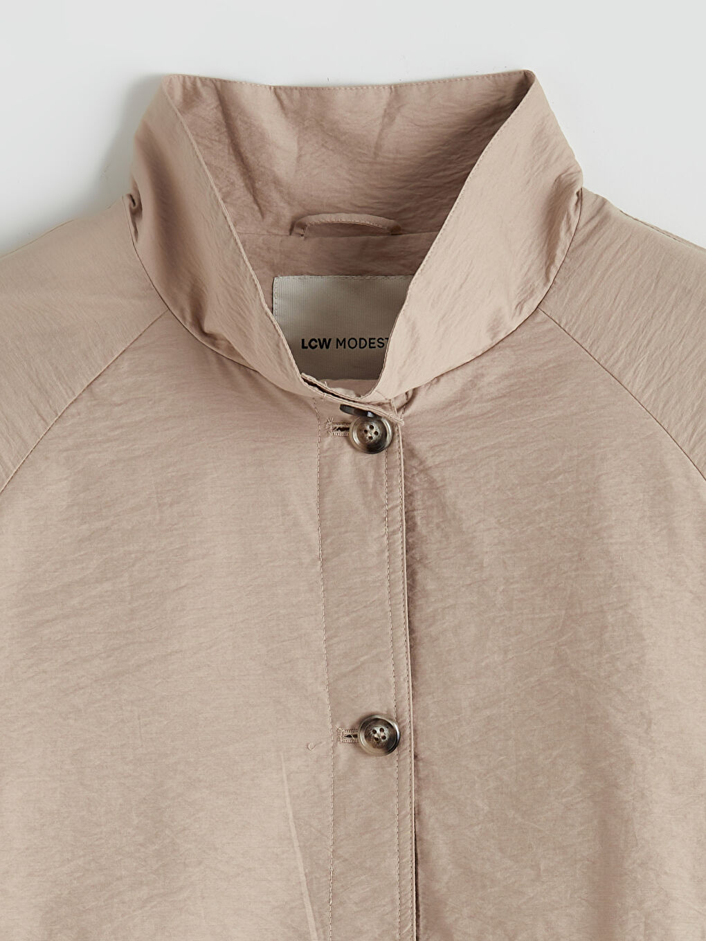 Bej Gömlek Yaka Kadın Yağmurluk-5