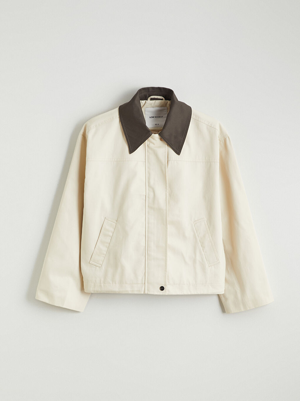 Bej Gömlek Yaka Oversize Kadın Ceket-4