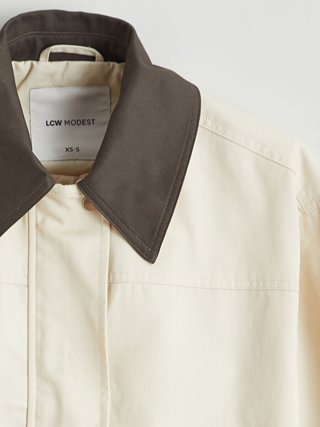 Bej Gömlek Yaka Oversize Kadın Ceket-5