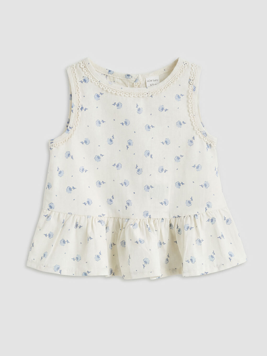 Bej Çiçekli Kız Bebek Bluz ve Pantolon-1