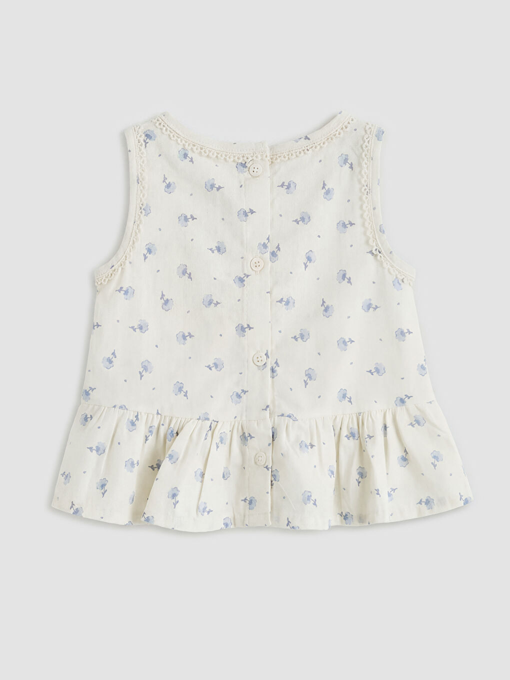 Bej Çiçekli Kız Bebek Bluz ve Pantolon-3